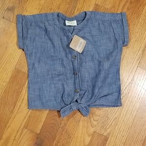 Faux denim tie shirt